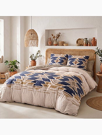 Parure housse de couette en coton imprimée graphique - apotek