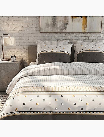 Parure housse de couette en coton imprimée graphique - AVEN