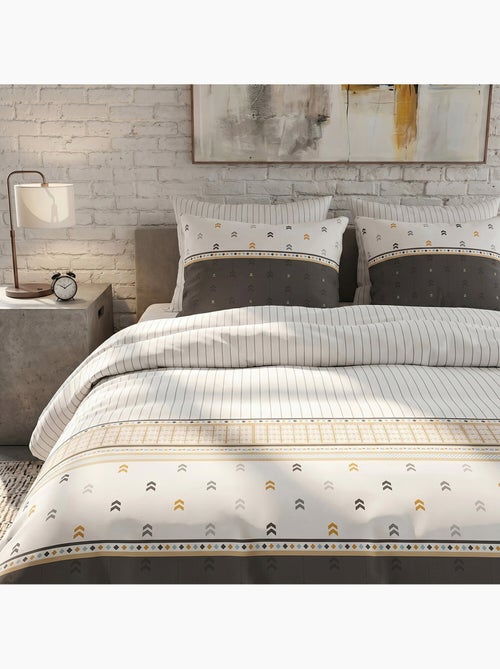 Parure housse de couette en coton imprimée graphique - AVEN - Kiabi Parure housse de couette en coton imprimée graphique - AVEN - Kiabi