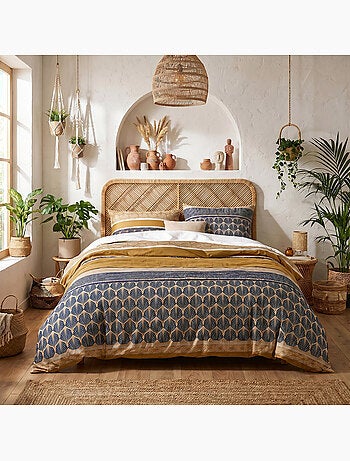 Parure housse de couette en coton imprimée graphique - CELORN
