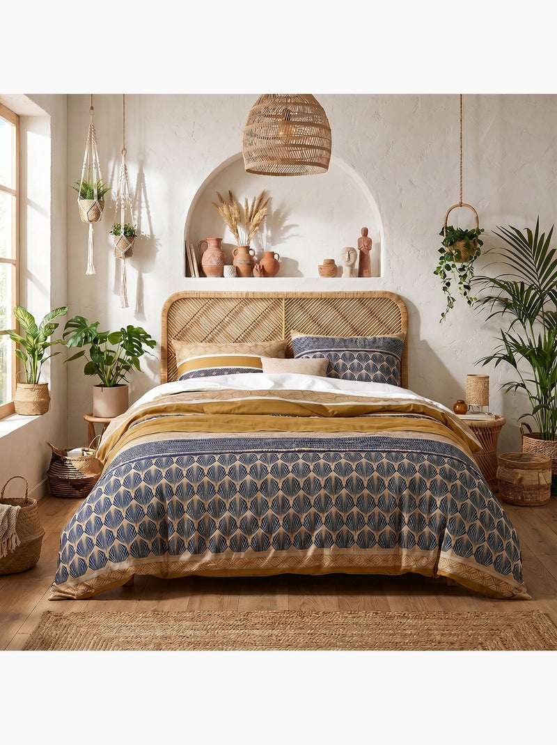 Parure housse de couette en coton imprimée graphique - CELORN Multicolore - Kiabi