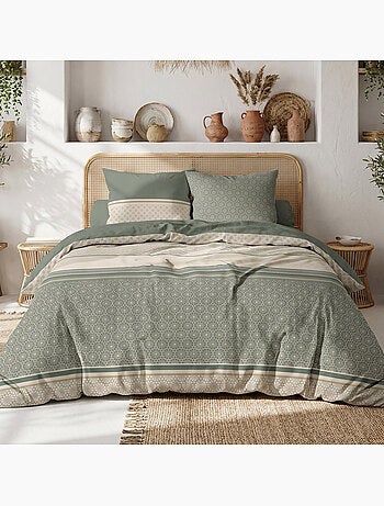 Parure housse de couette en coton imprimée graphique - CYLUS