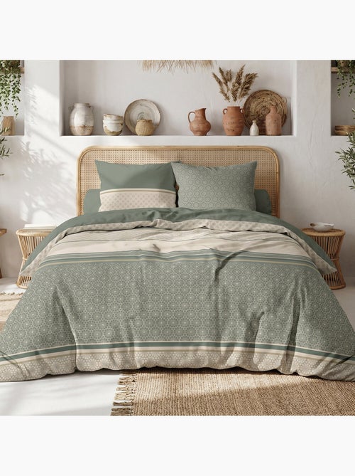 Parure housse de couette en coton imprimée graphique - CYLUS - Kiabi Parure housse de couette en coton imprimée graphique - CYLUS - Kiabi