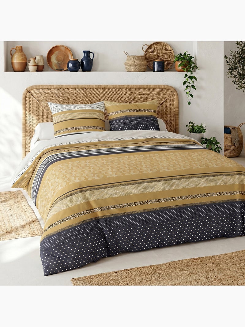 Parure housse de couette en coton imprimée graphique - MELTING Multicolore - Kiabi
