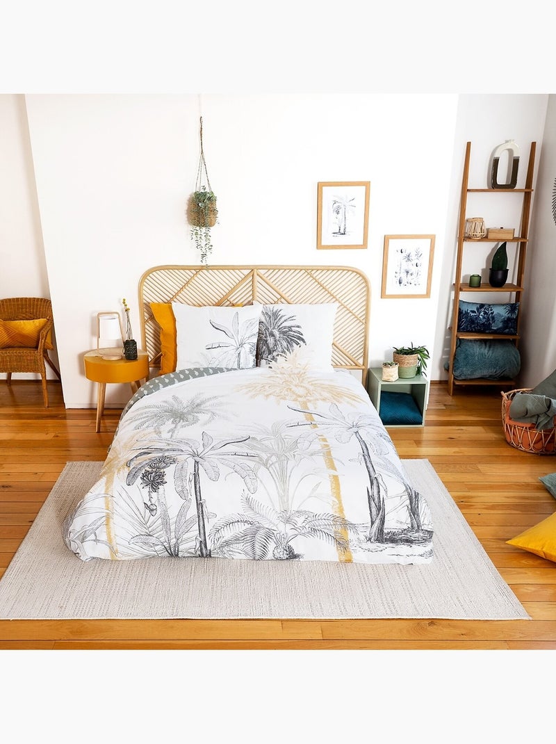 Parure Housse De Couette en Coton Imprimée palmier - Soli Multicolore - Kiabi
