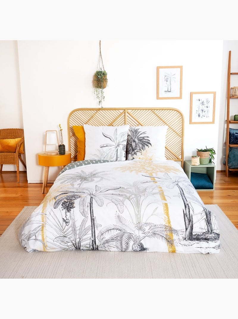 Parure Housse De Couette en Coton imprimée palmier - Soli Multicolore - Kiabi