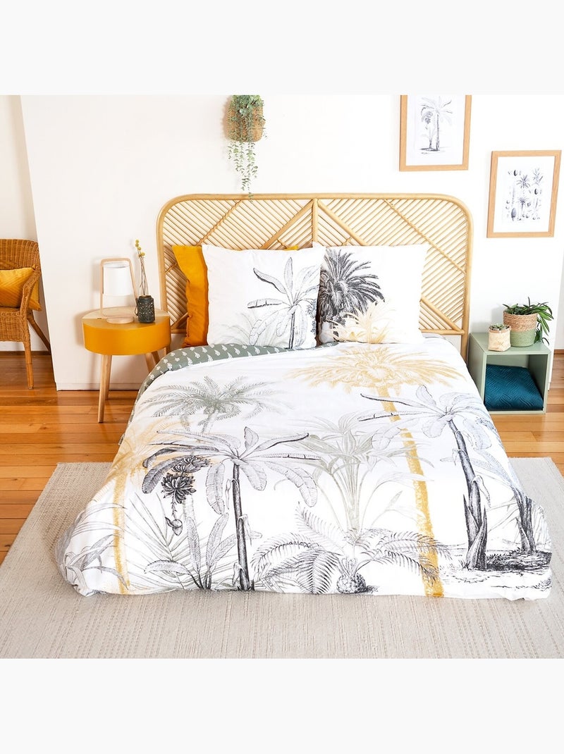 Parure Housse De Couette en Coton imprimée palmier - Soli Multicolore - Kiabi