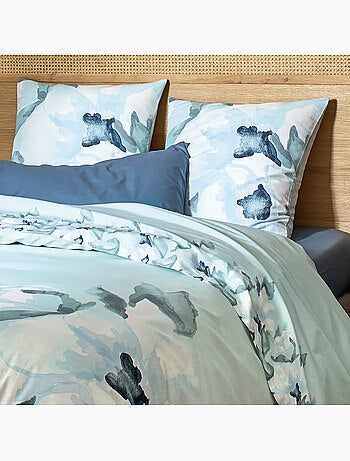 Parure housse de couette en coton imprimée pétale - Mateo