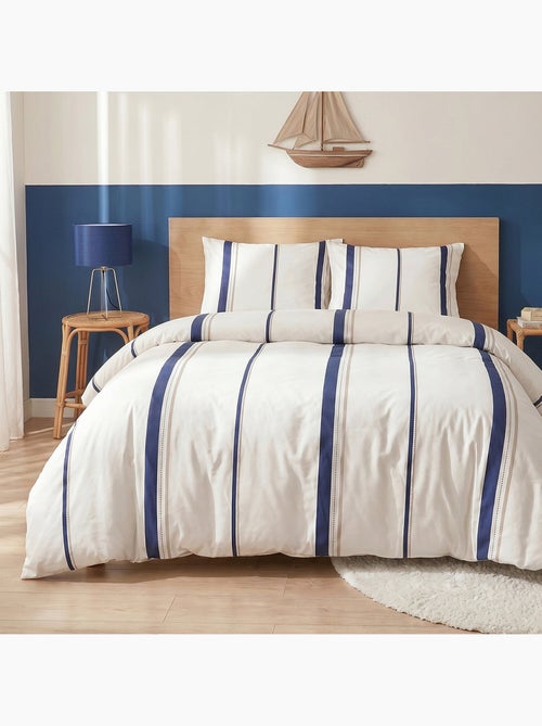 Parure housse de couette en coton imprimée rayures bleu - LORD - Kiabi Parure housse de couette en coton imprimée rayures bleu - LORD - Kiabi