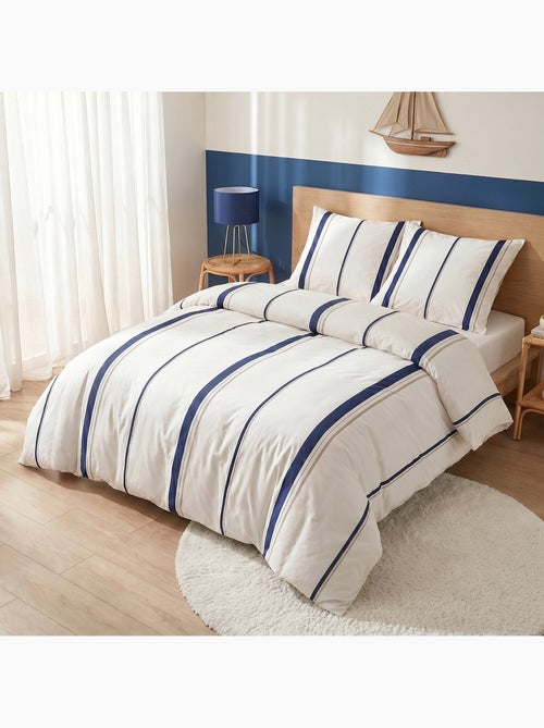 Parure housse de couette en coton imprimée rayures bleu - LORD - Kiabi Parure housse de couette en coton imprimée rayures bleu - LORD - Kiabi