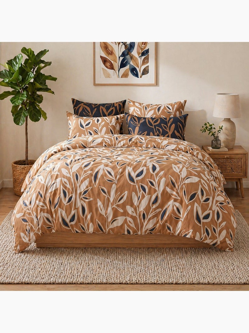 Parure housse de couette en coton imprimée végétale - LINDA Multicolore - Kiabi