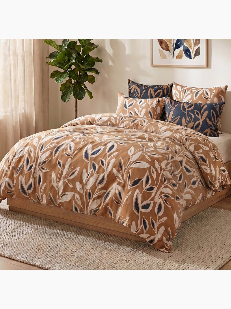 Parure housse de couette en coton imprimée végétale - LINDA Multicolore - Kiabi