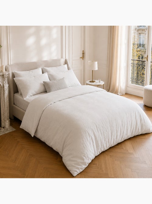 Parure housse de couette en coton lavé unie - drift - Kiabi Parure housse de couette en coton lavé unie - drift - Kiabi