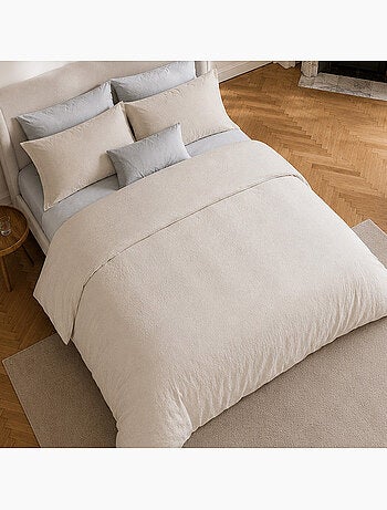 Parure housse de couette en coton lavé unie - Drift