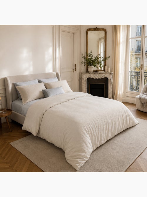 Parure housse de couette en coton lavé unie - drift - Kiabi Parure housse de couette en coton lavé unie - drift - Kiabi
