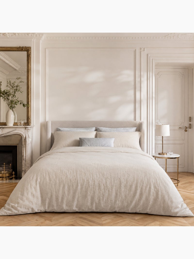 Parure housse de couette en coton lavé unie - Drift Ecru - Kiabi