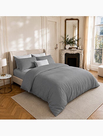 Parure housse de couette en coton lavé unie - Drift