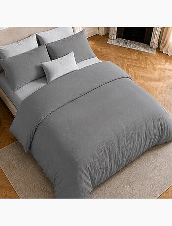 Parure housse de couette en coton lavé unie - Drift