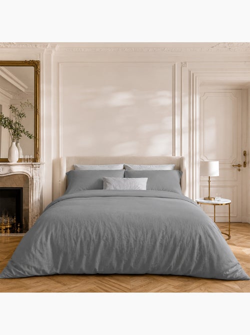 Parure housse de couette en coton lavé unie - drift - Kiabi Parure housse de couette en coton lavé unie - drift - Kiabi