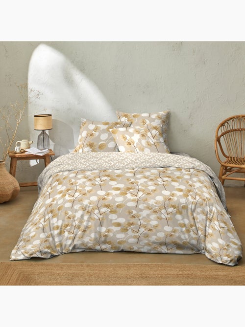 Parure housse de couette en flanelle de coton imprimée feuillage - Soryne - Kiabi