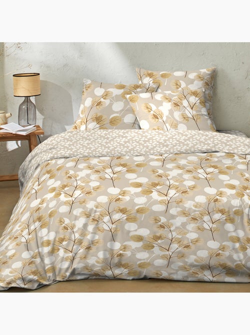 Parure housse de couette en flanelle de coton imprimée feuillage - Soryne - Kiabi
