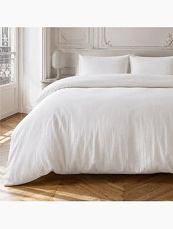 Parure housse de couette en gaze de coton unie, relax