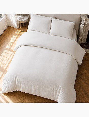 Parure housse de couette en gaze de coton unie, relax