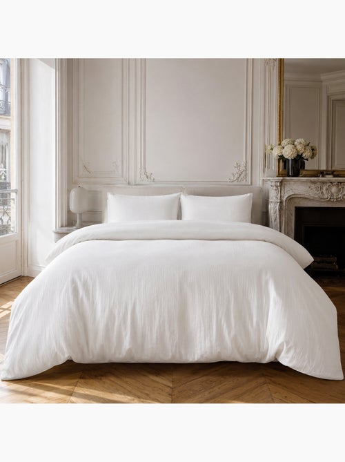 Parure housse de couette en gaze de coton unie, relax - Kiabi