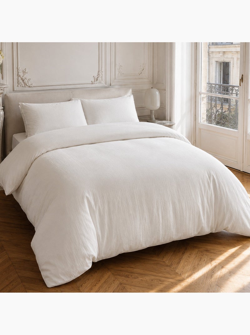 Parure housse de couette en gaze de coton unie, relax Blanc - Kiabi