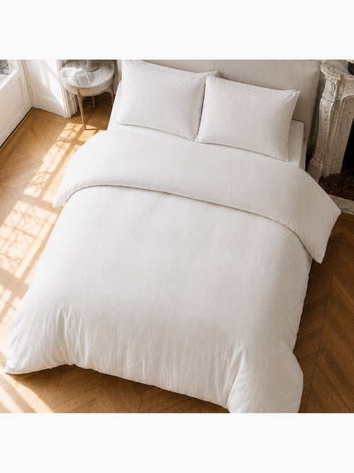 Parure housse de couette en gaze de coton unie, relax - Kiabi