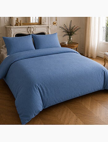 Parure housse de couette en gaze de coton unie, relax