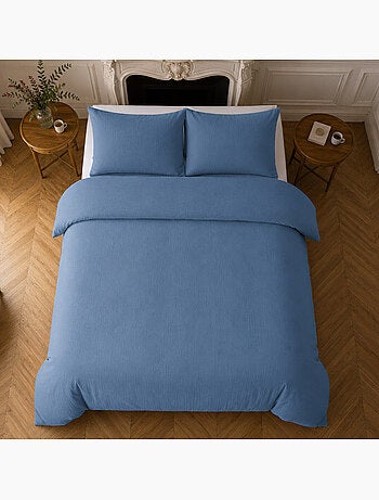Parure housse de couette en gaze de coton unie, relax