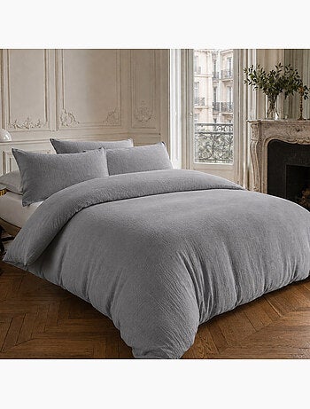 Parure housse de couette en gaze de coton unie, relax