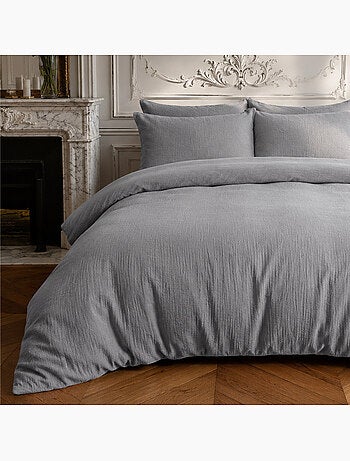 Parure housse de couette en gaze de coton unie, relax