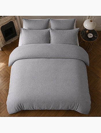 Parure housse de couette en gaze de coton unie, relax