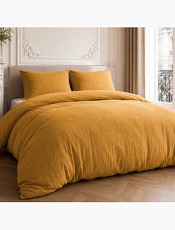 Parure housse de couette en gaze de coton unie, relax