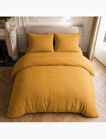 Parure housse de couette en gaze de coton unie, relax
