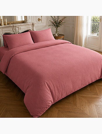 Parure housse de couette en gaze de coton unie, relax