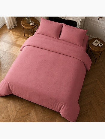 Parure housse de couette en gaze de coton unie, relax