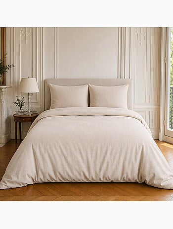 Parure housse de couette en lin et coton unie, haven