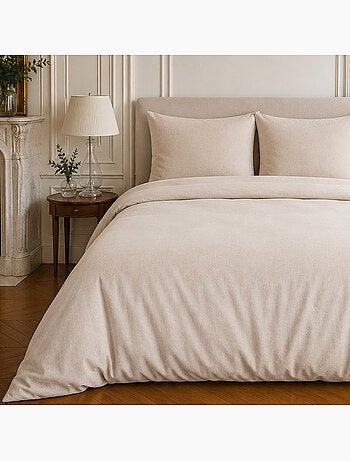 Parure housse de couette en lin et coton unie, haven