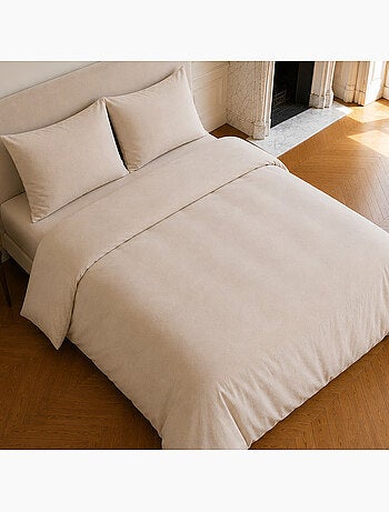 Parure housse de couette en lin et coton unie, haven
