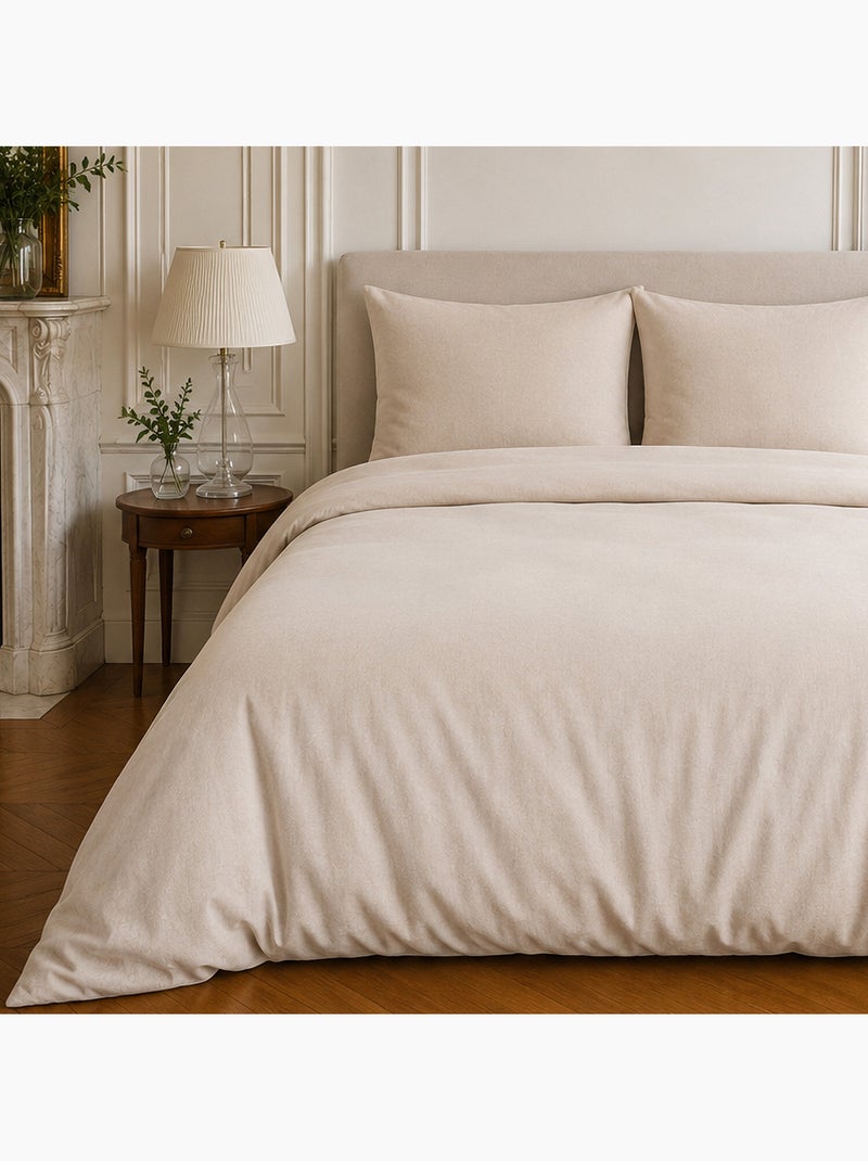 Parure housse de couette en lin et coton unie, haven Beige - Kiabi