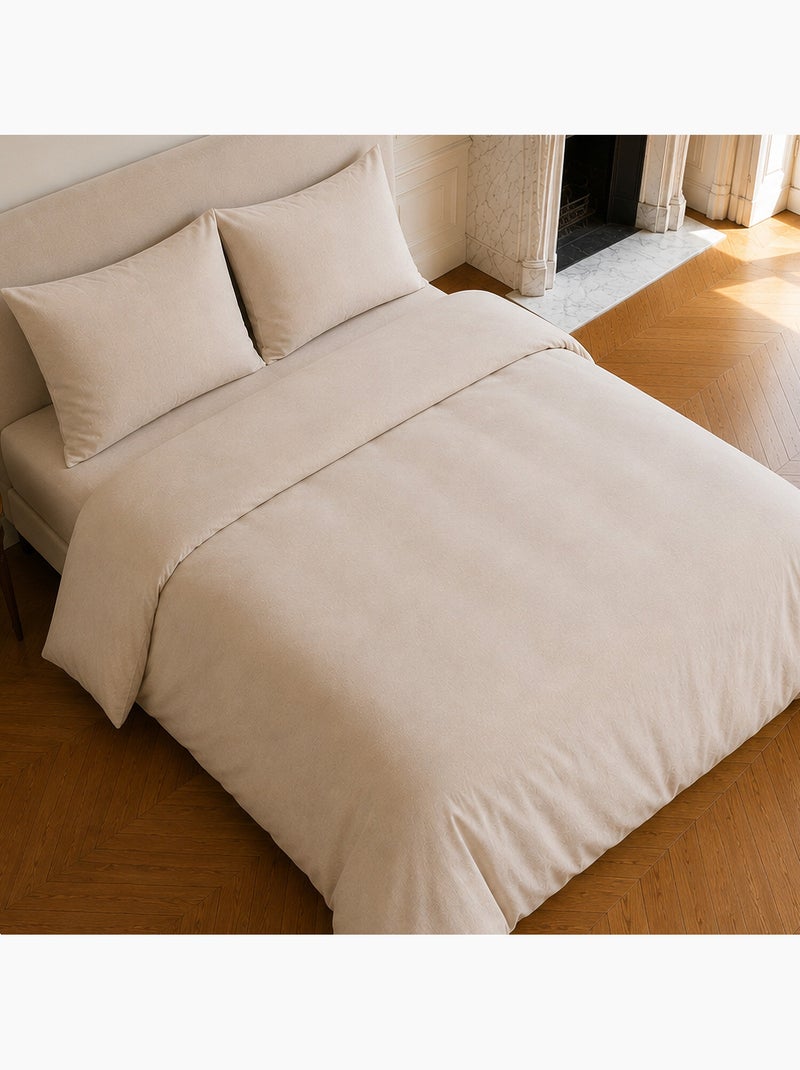 Parure housse de couette en lin et coton unie, haven Beige - Kiabi
