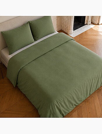 Parure housse de couette en lin et coton unie, haven