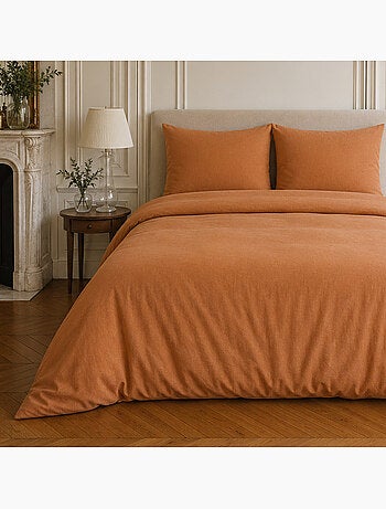 Parure housse de couette en lin et coton unie, haven