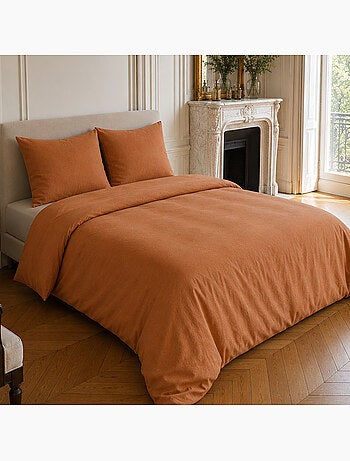 Parure housse de couette en lin et coton unie, haven