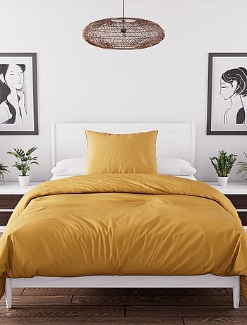 Parure housse de couette en microfibre lavée BOHEME, par Soleil d'Ocre avec 1 taie d'oreiller
