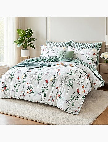 Parure housse de couette en percale de coton 240x220 cm imprimé - Coss
