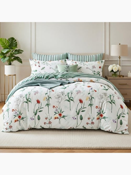 Parure housse de couette en percale de coton 240x220 cm imprimé - Coss - Kiabi